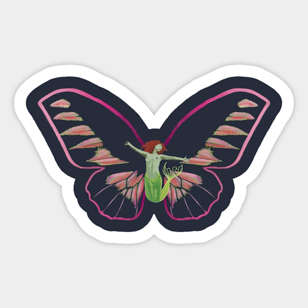 Butterfly Mermaid Sticker by Sam R. England